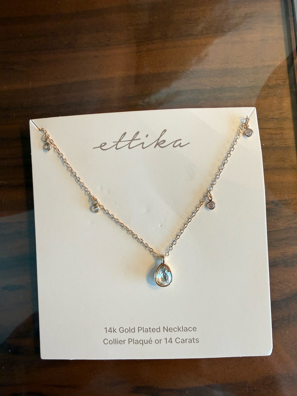 ettika Gold Teardrop Crystal Necklace with Accent Stones